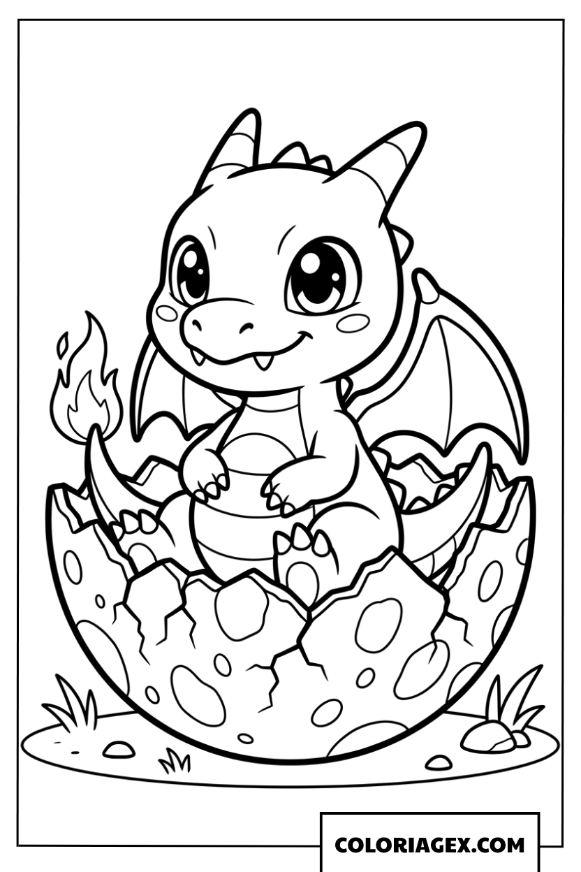 Dessin de bebe Charizard sortant de son oeuf