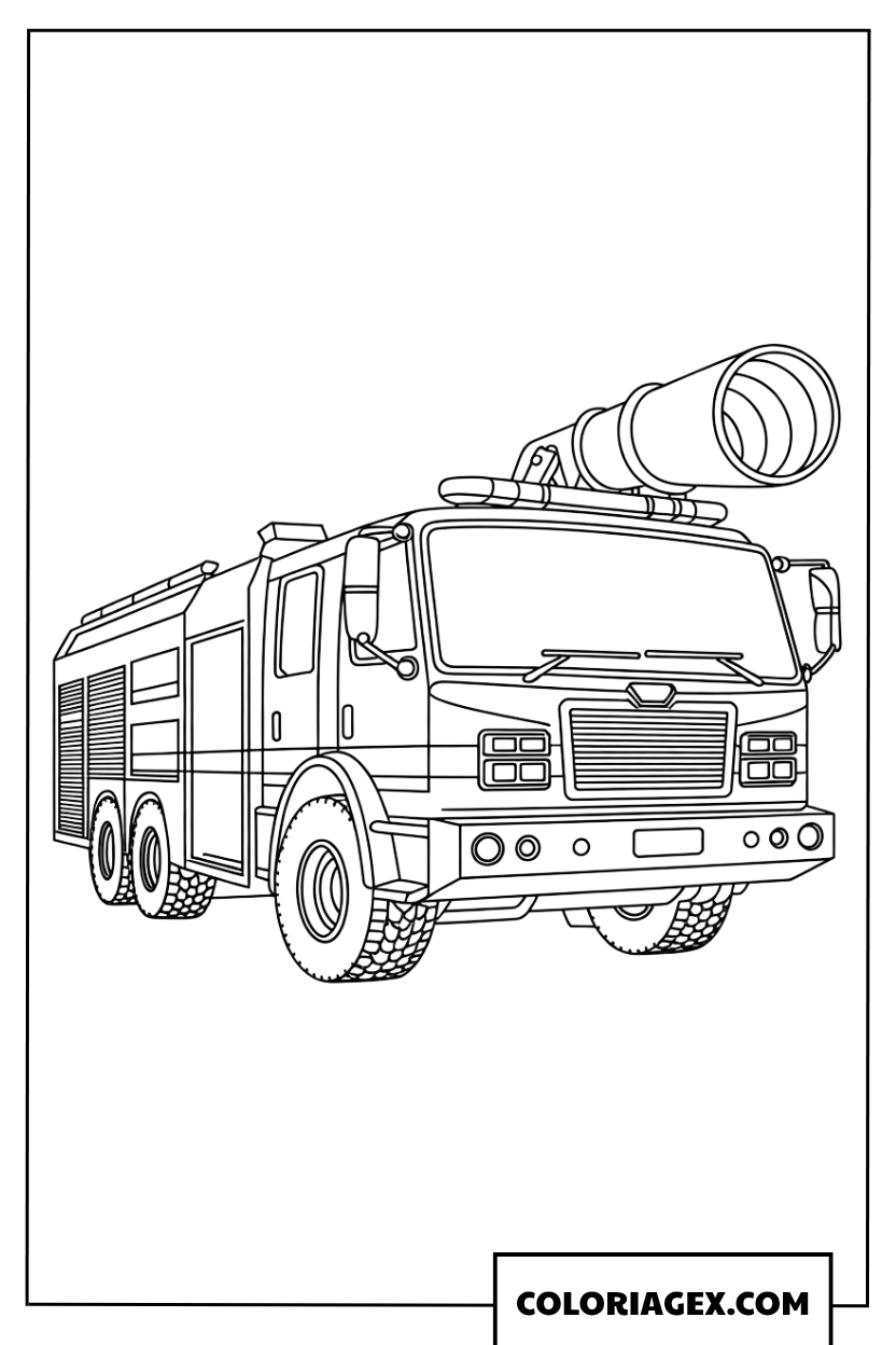 Dessin de camion de pompier aeroportuaire specialise