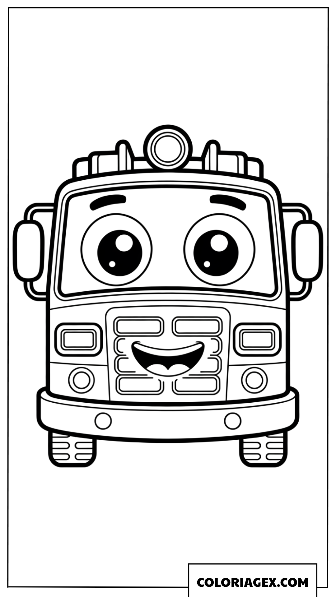 Dessin de camion de pompiers animé joyeux