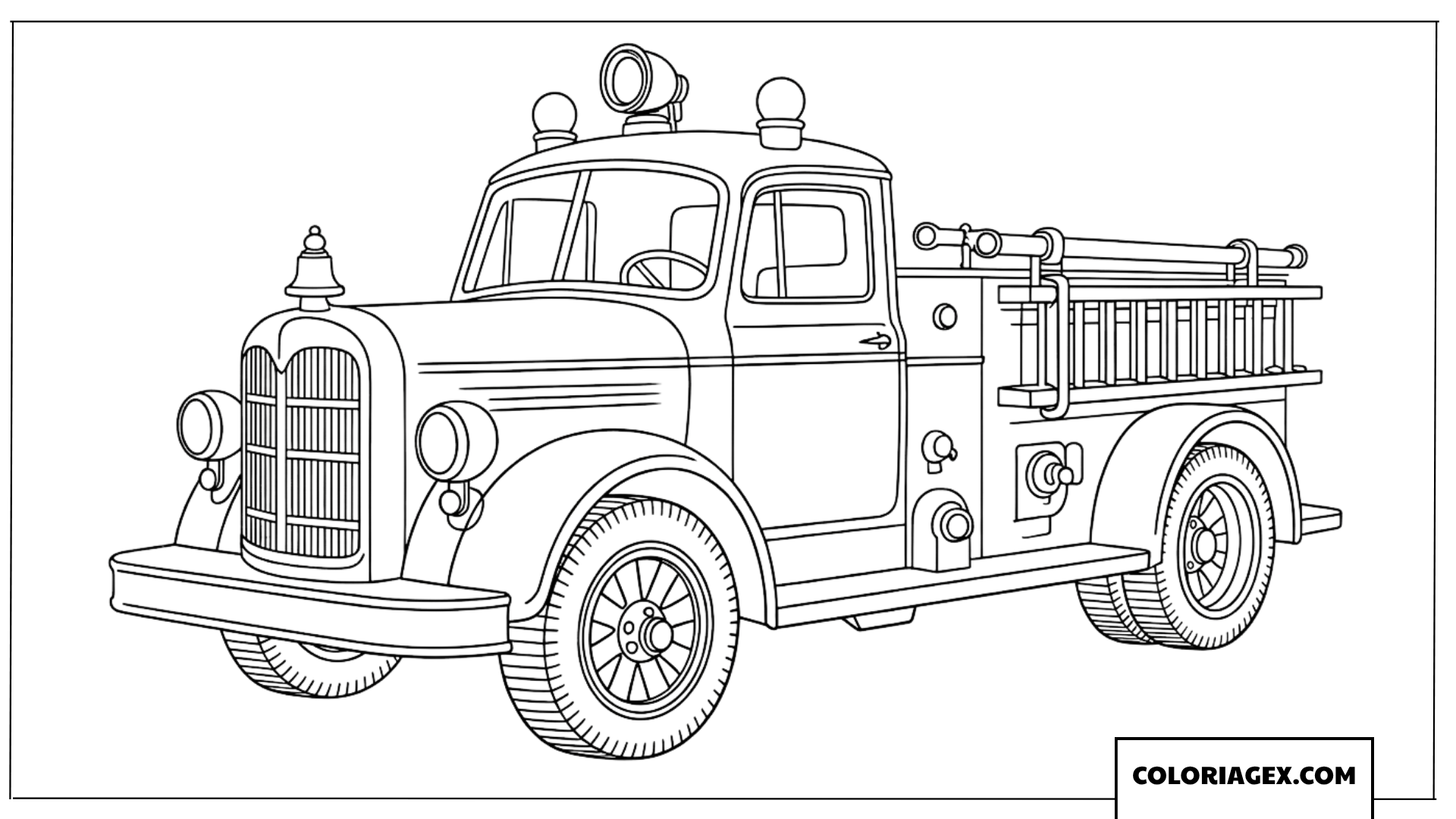 Dessin de camion de pompiers classique à colorier