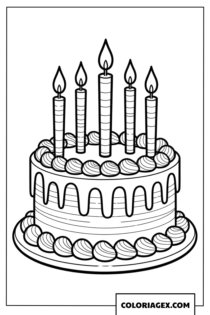 Dessin de gâteau d anniversaire avec cinq bougies