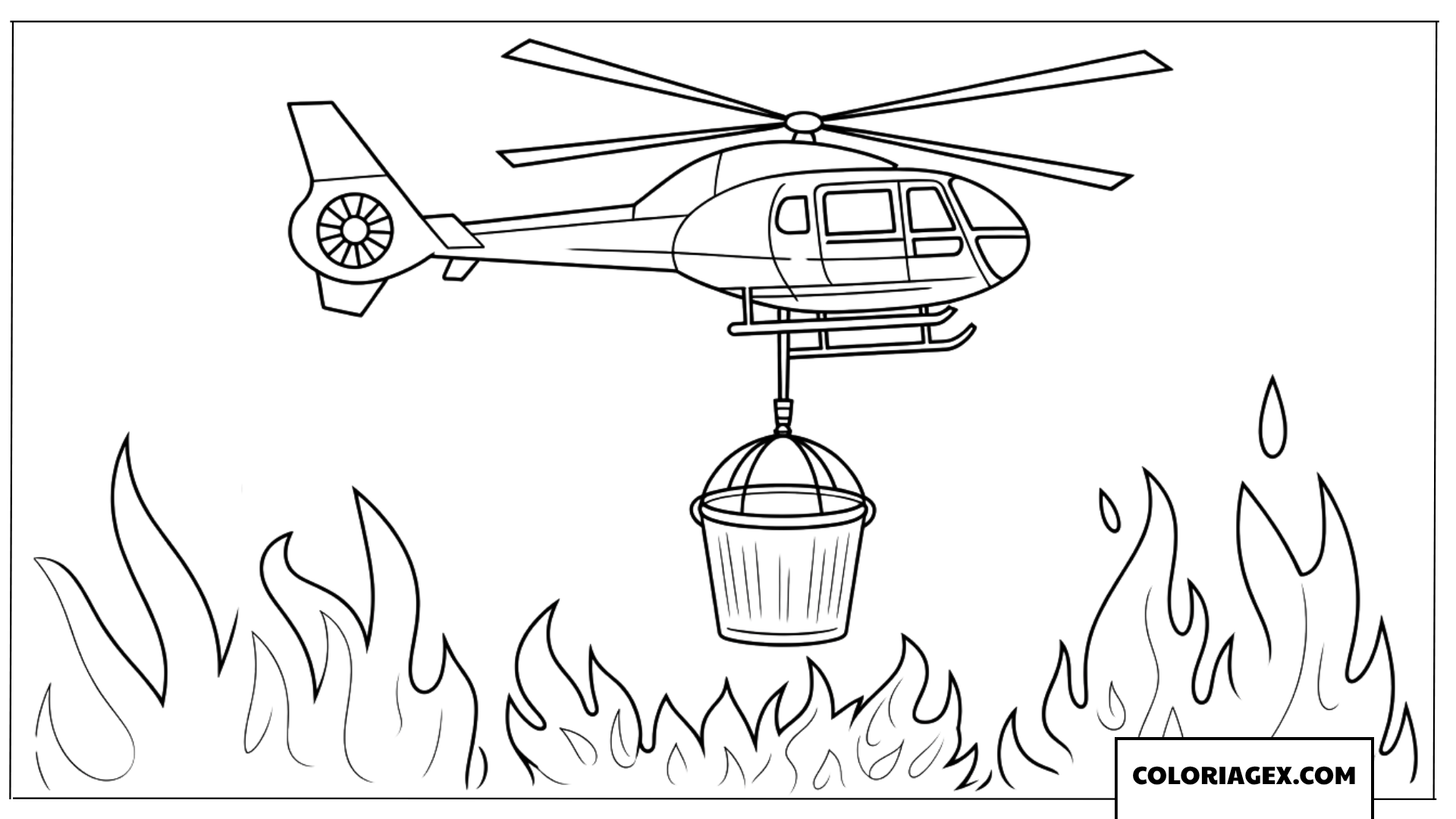 Dessin de helicoptere de pompiers a colorier