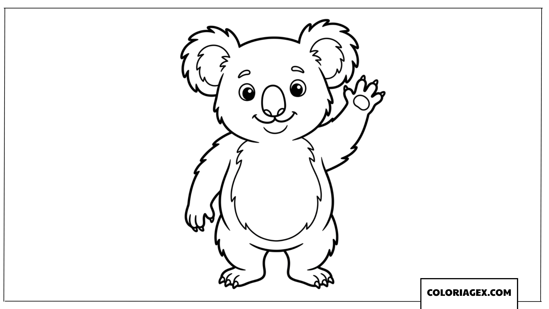 Dessin de koala amical faisant signe de la main