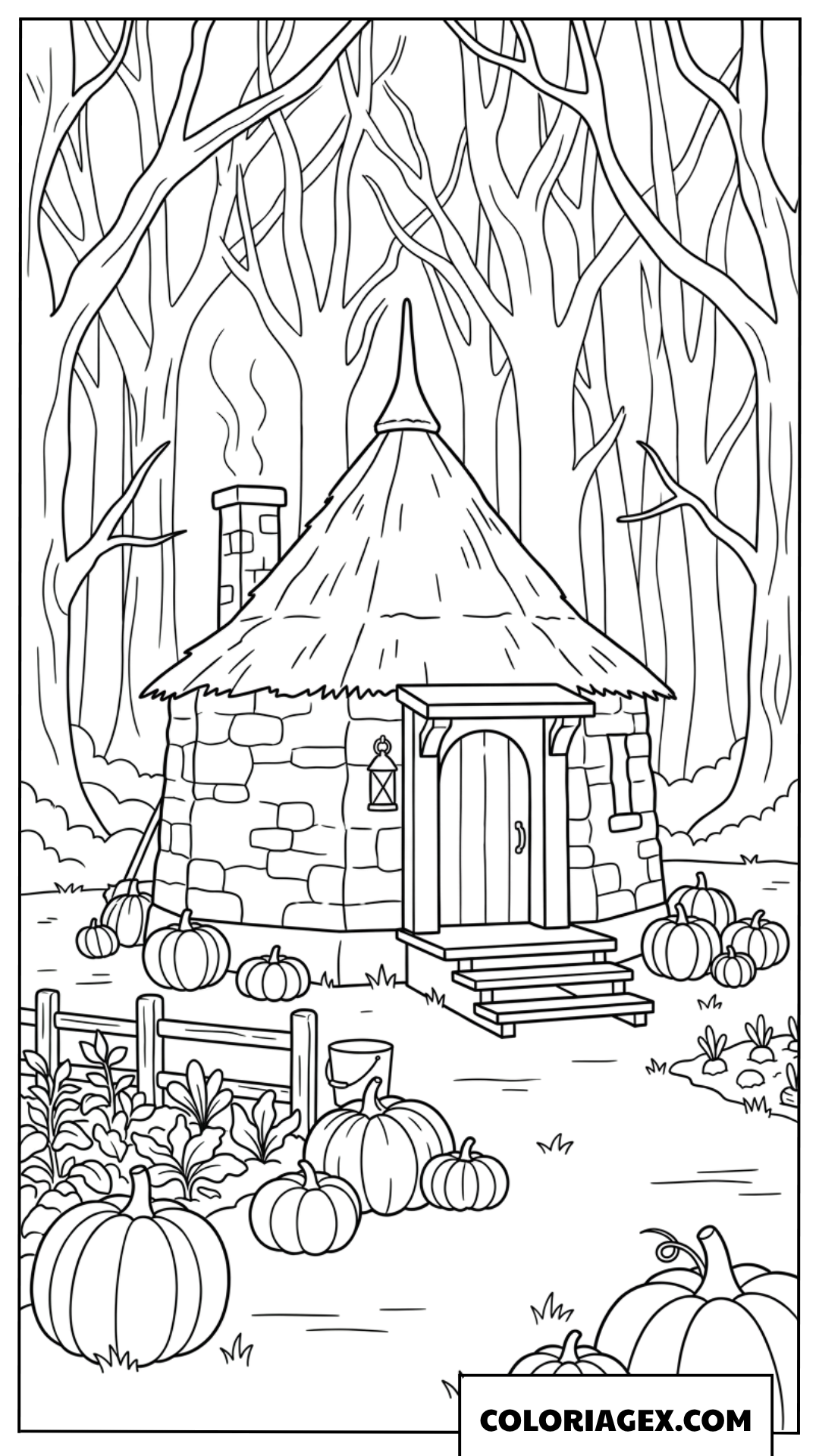 Dessin de la cabane rustique de Hagrid