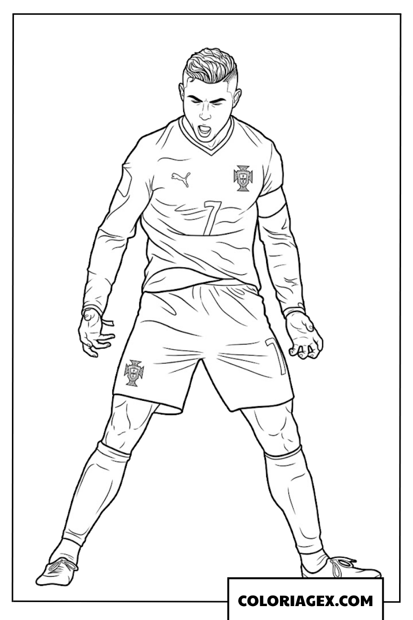 Dessin de la celebration celebre Siuu de Ronaldo numero 7