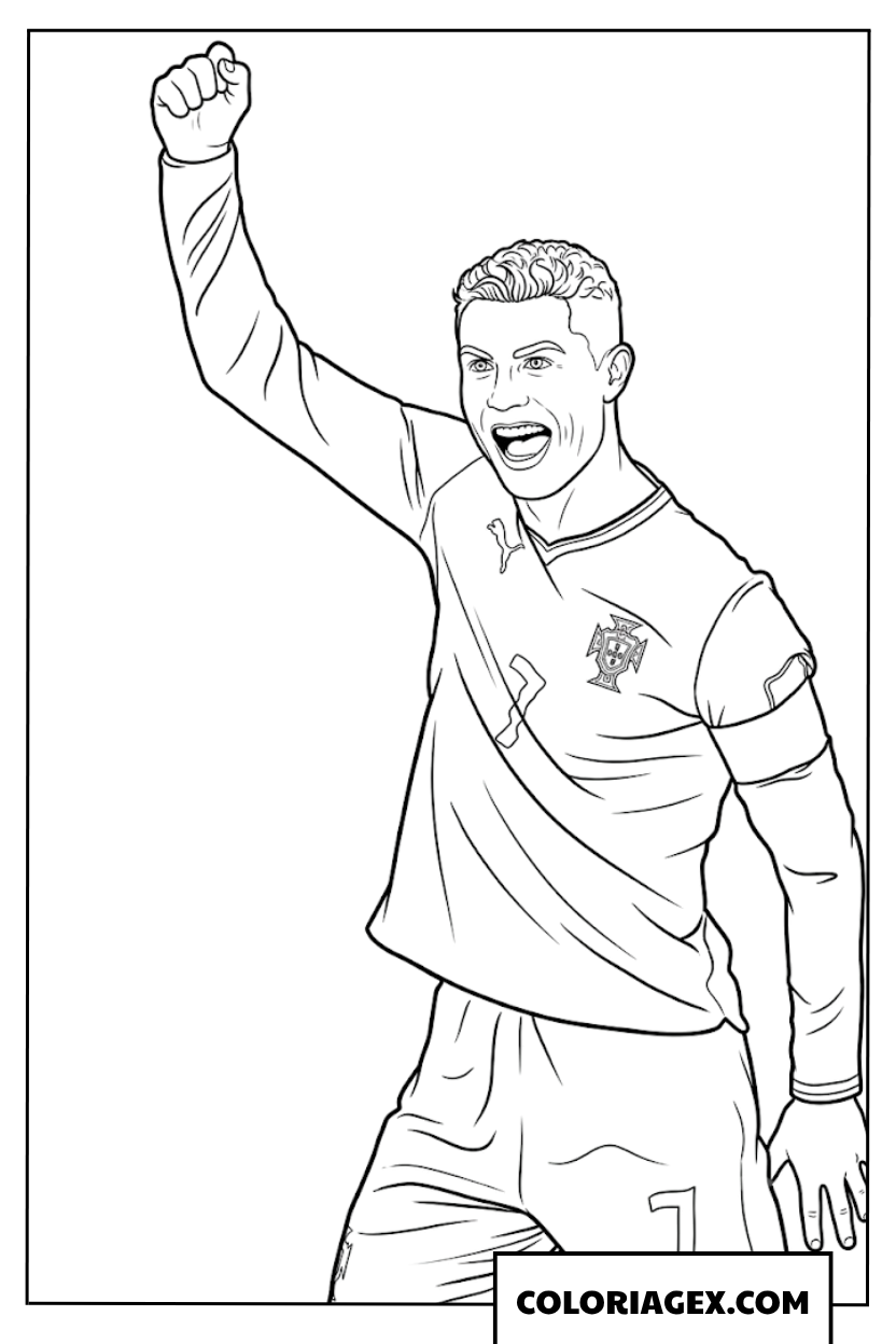 Dessin de la celebration de Cristiano Ronaldo numero 7