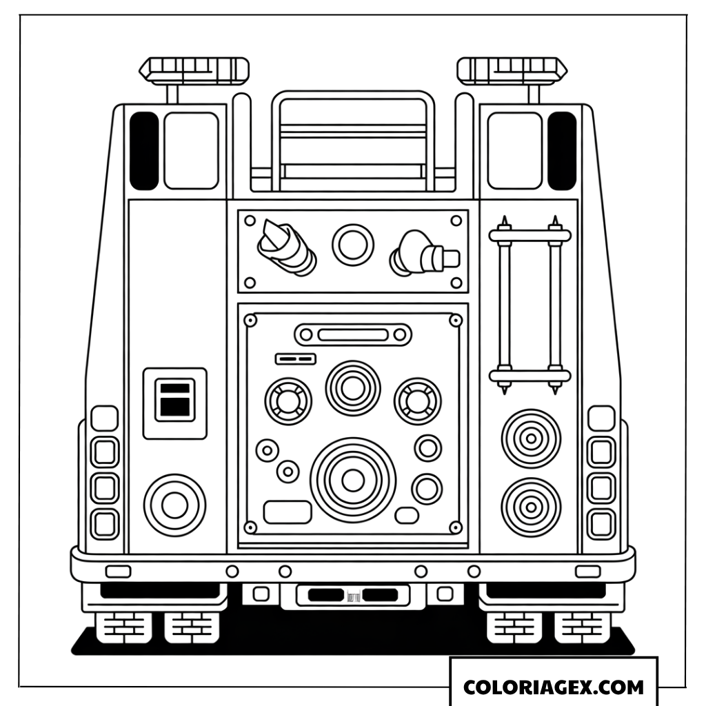 Dessin de la partie arriere du camion de pompier
