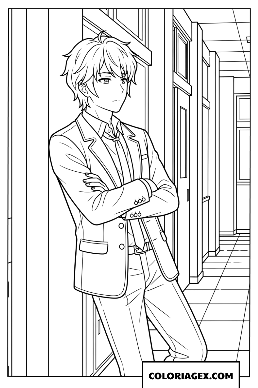 Dessin de lyceen charismatique dans le couloir