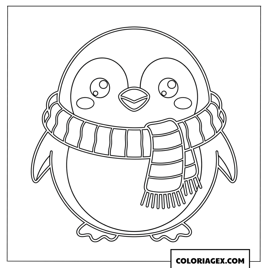 Dessin de manchot adorable avec une echarpe