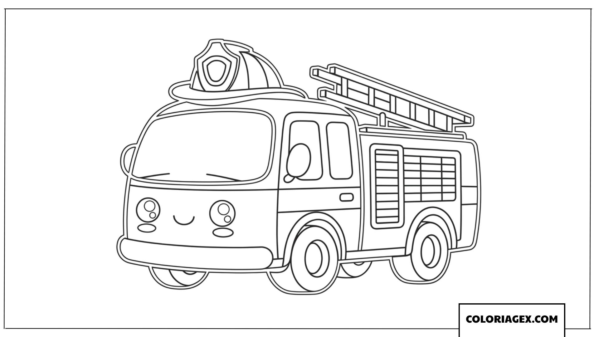 Dessin de petit camion de pompier avec son casque