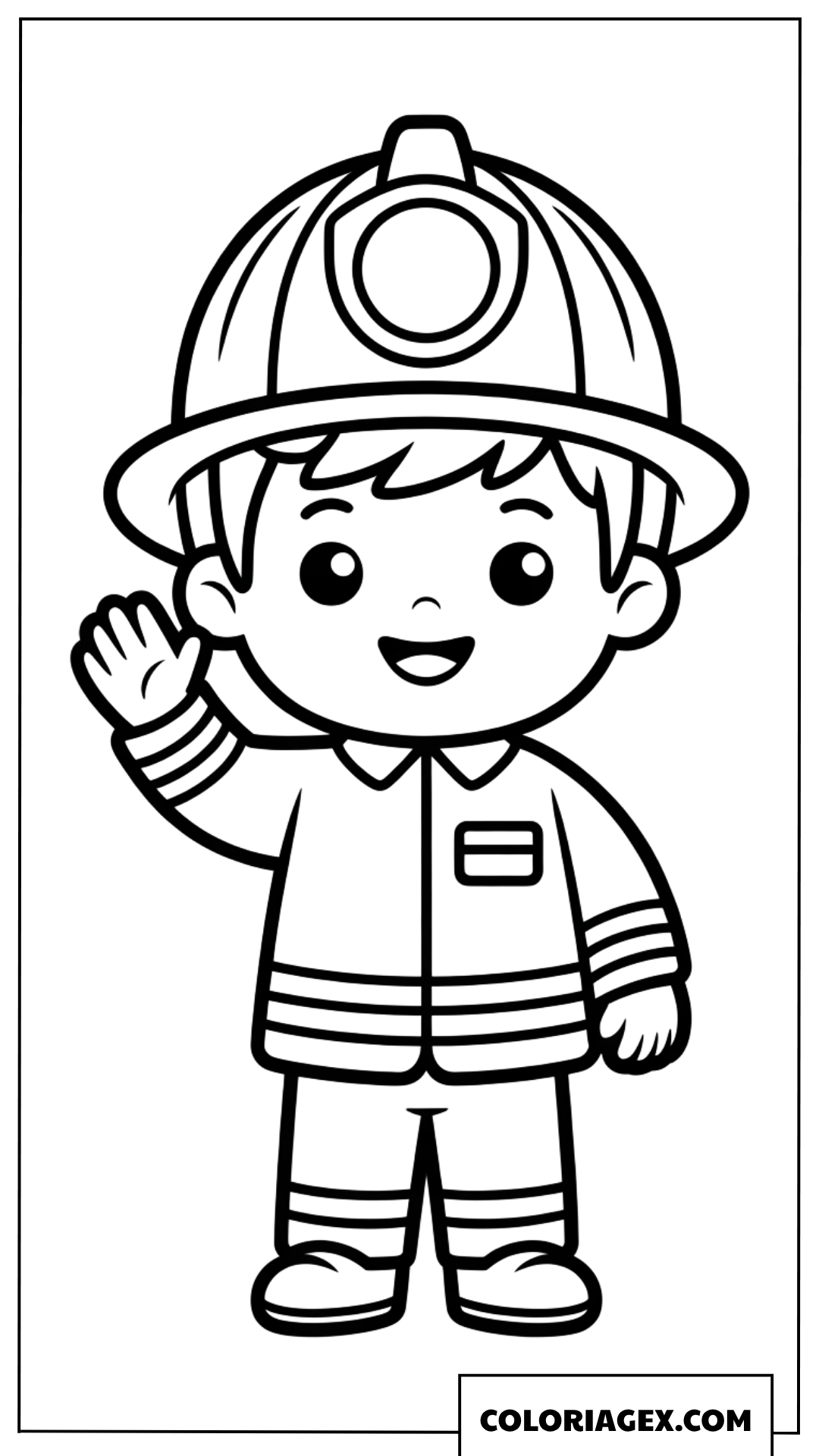 Dessin de petit pompier mignon à colorier