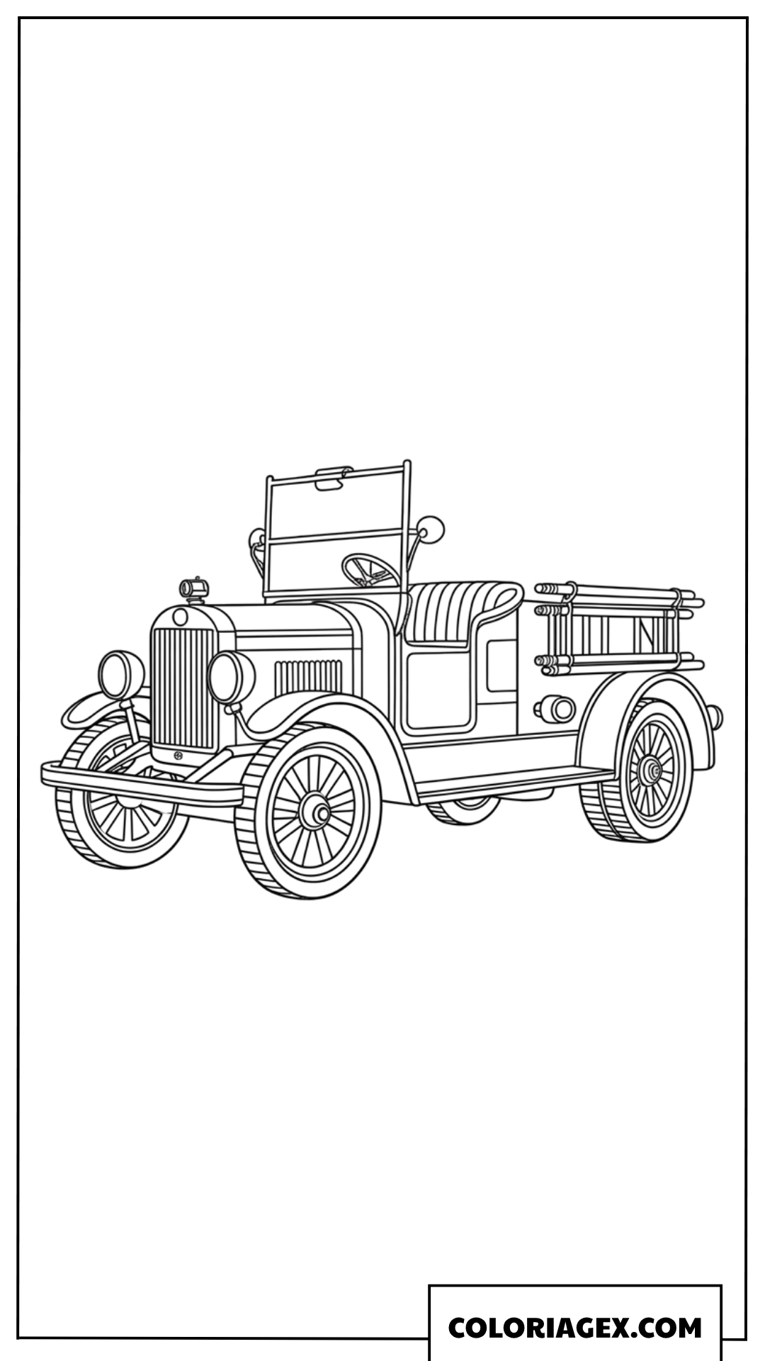 Dessin de vieux camion de pompier a vapeur historique