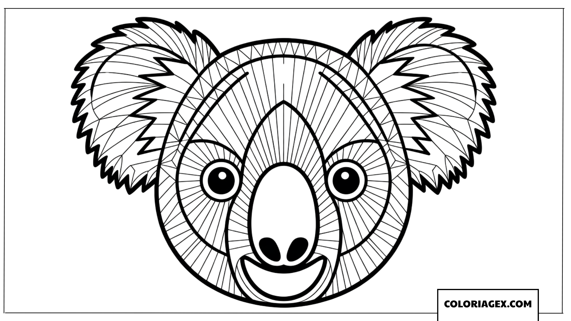 Dessin de visage de koala a colorier avec des lignes