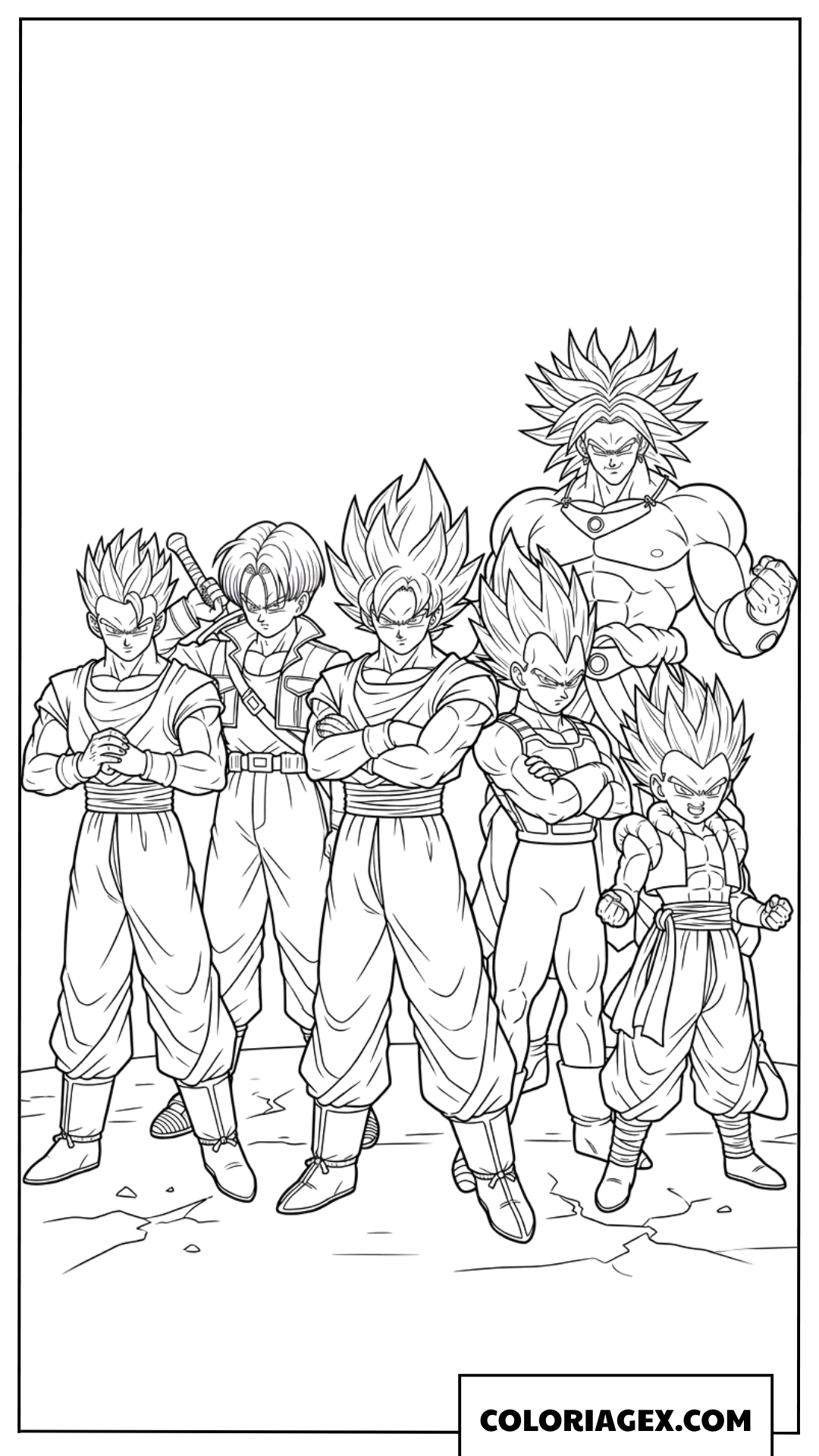 Dessin des Super Saiyans unis pour le combat