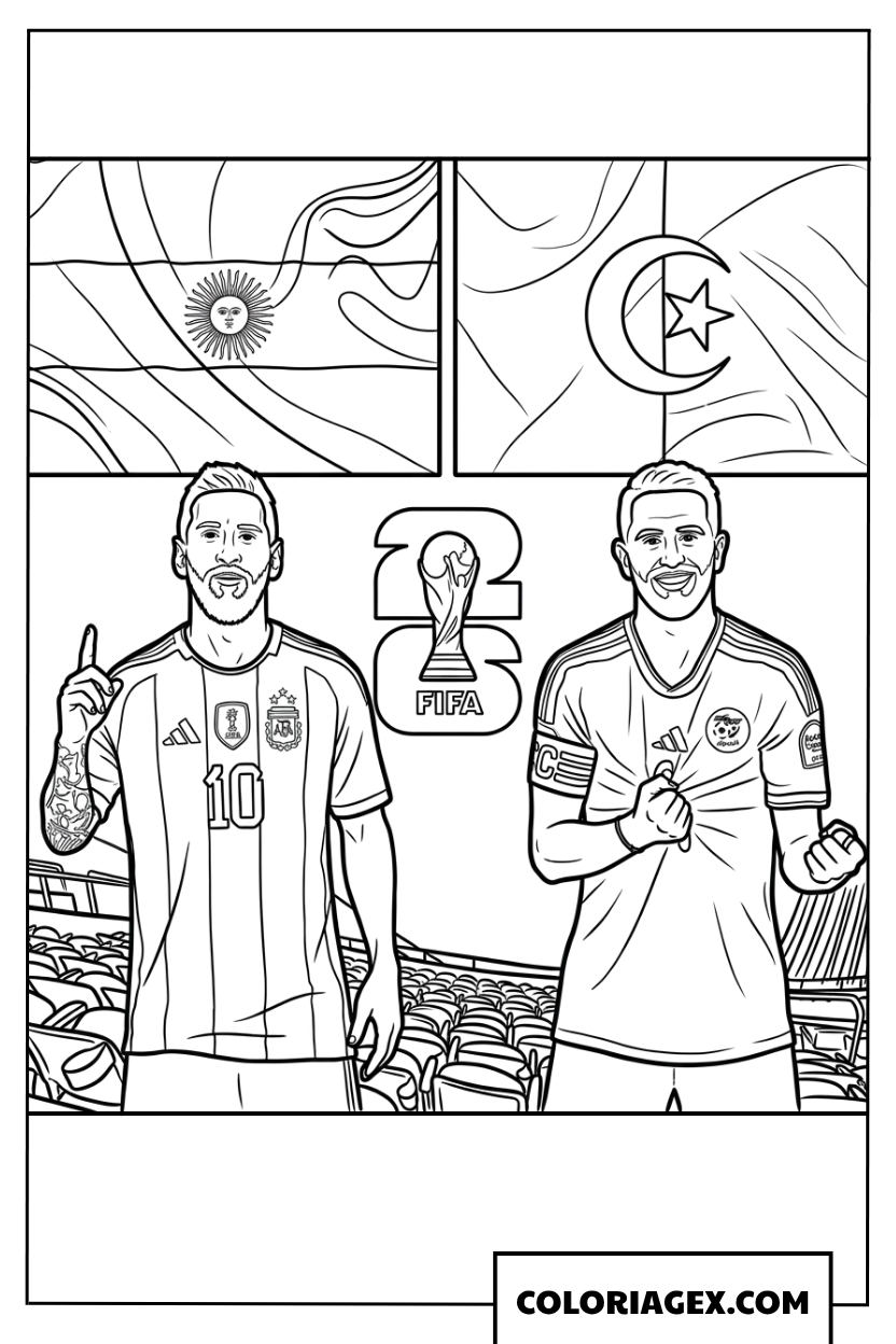 Dessin des deux capitaines de la Coupe du Monde