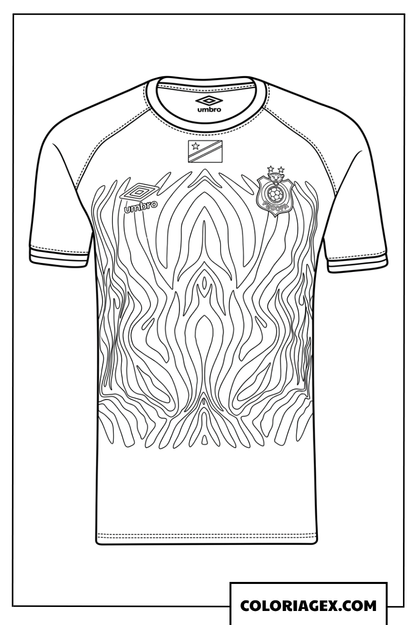 Dessin du maillot officiel de l equipe nationale de la RD Congo