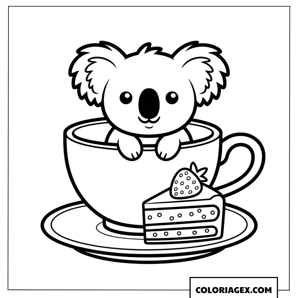 Dessin dun adorable koala dans une grande tasse