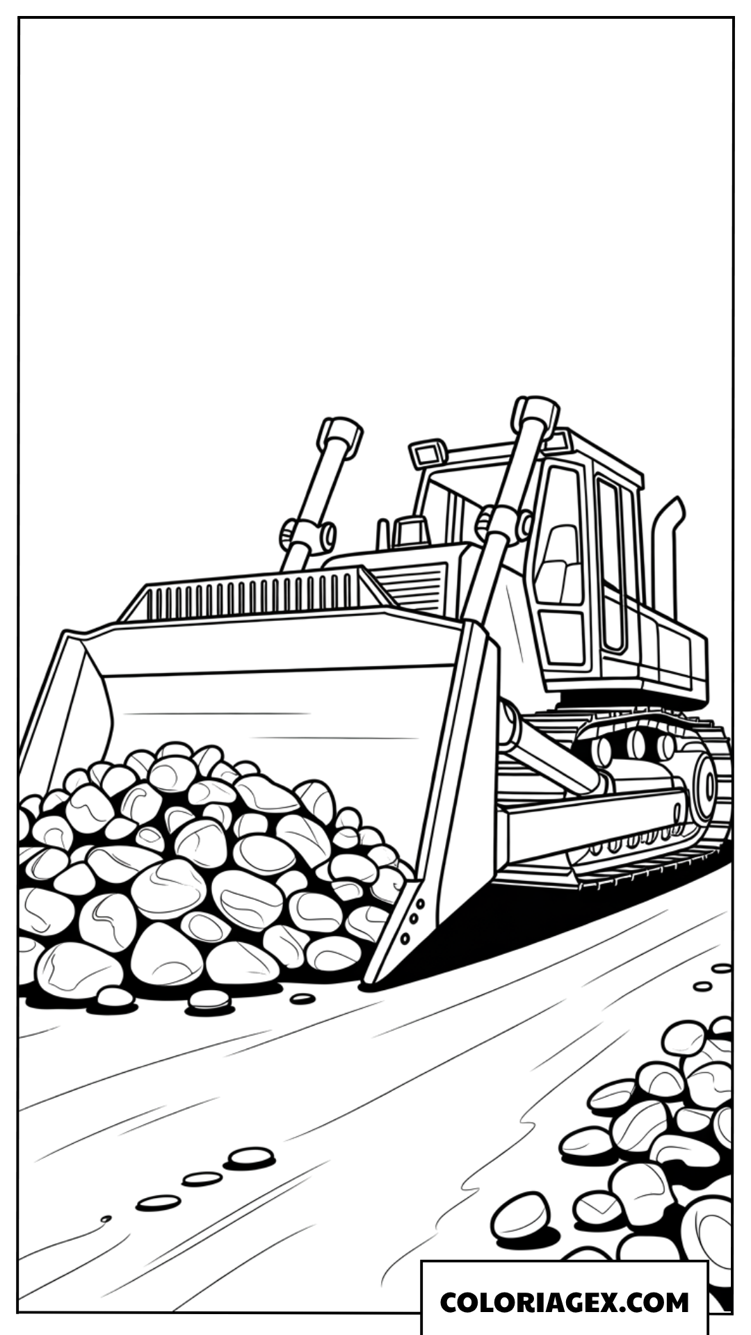 Dessin dun bulldozer puissant qui pousse des rochers