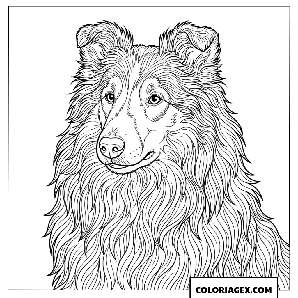 Dessin dun chien Collie au pelage soyeux