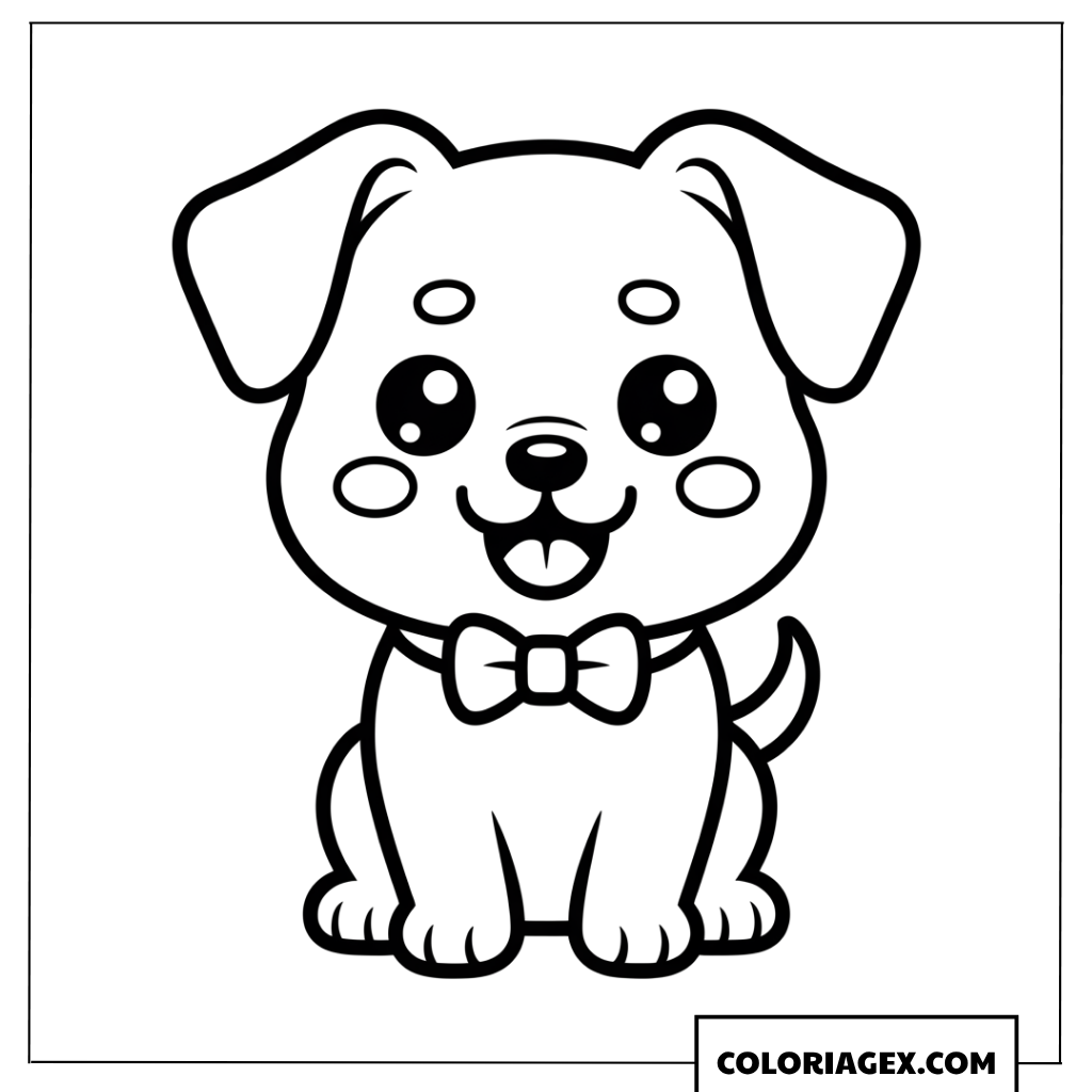Dessin d'un chiot adorable avec un nœud papillon