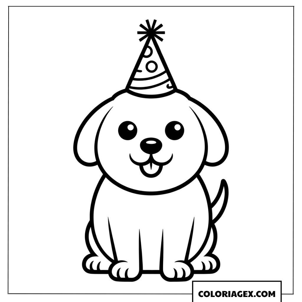 Dessin d'un chiot fêtant son anniversaire