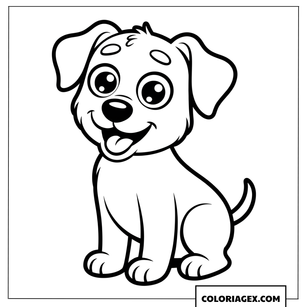 Dessin d'un chiot joyeux assis