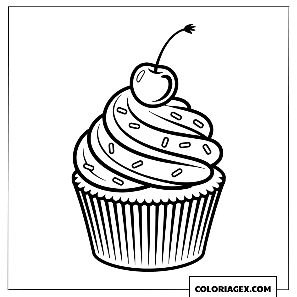 Dessin d'un cupcake surmonté d'une cerise gourmande