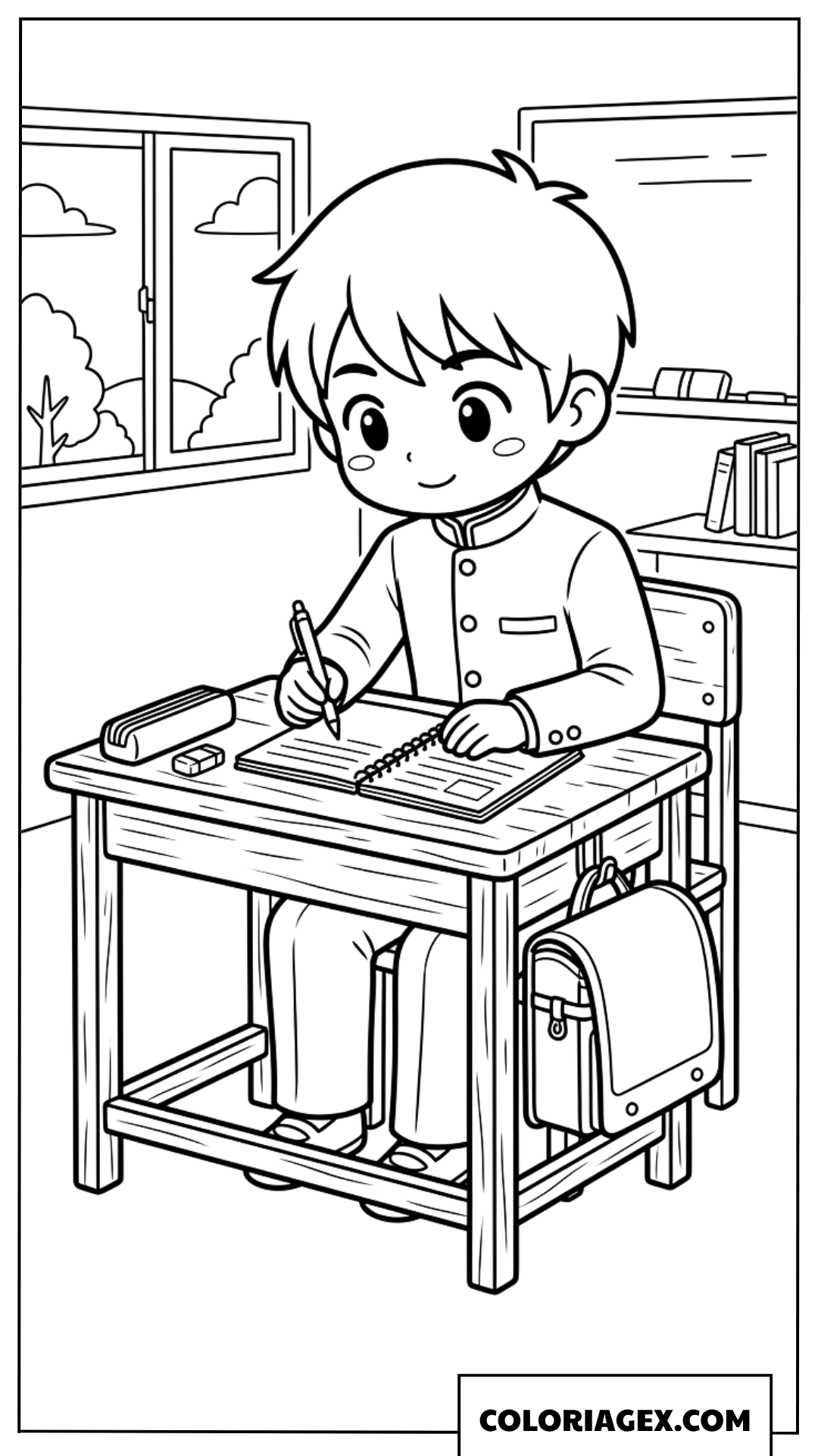 Dessin dun eleve chibi concentre dans sa classe