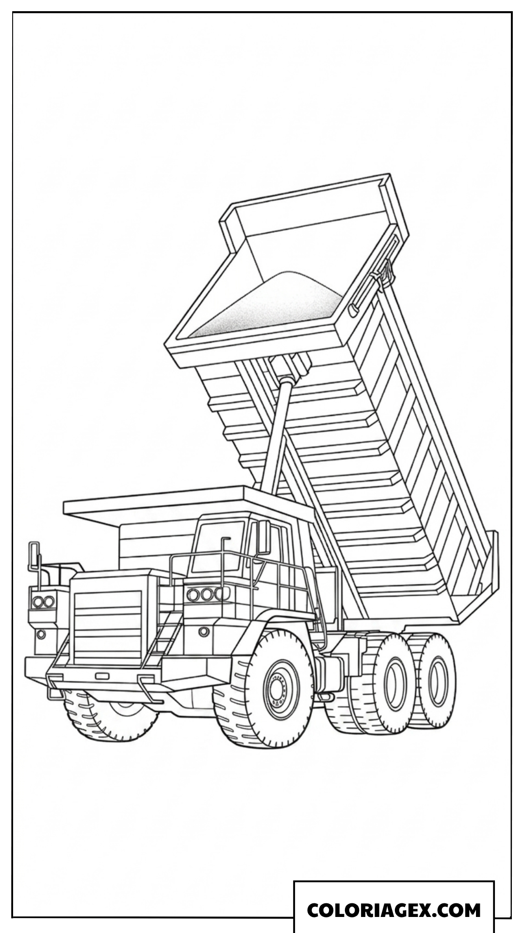 Dessin dun gros camion benne en train de basculer