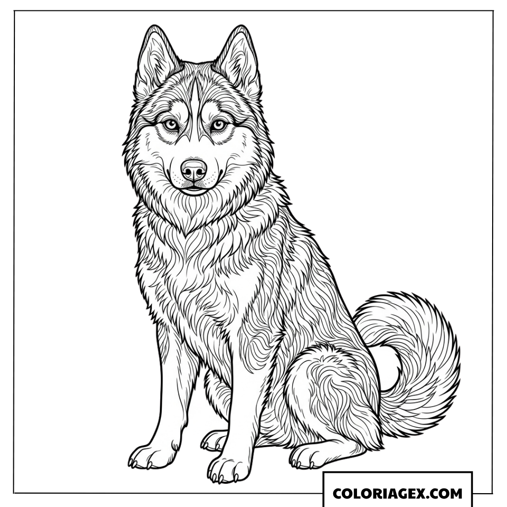 Dessin dun majestueux chien Husky de Siberie