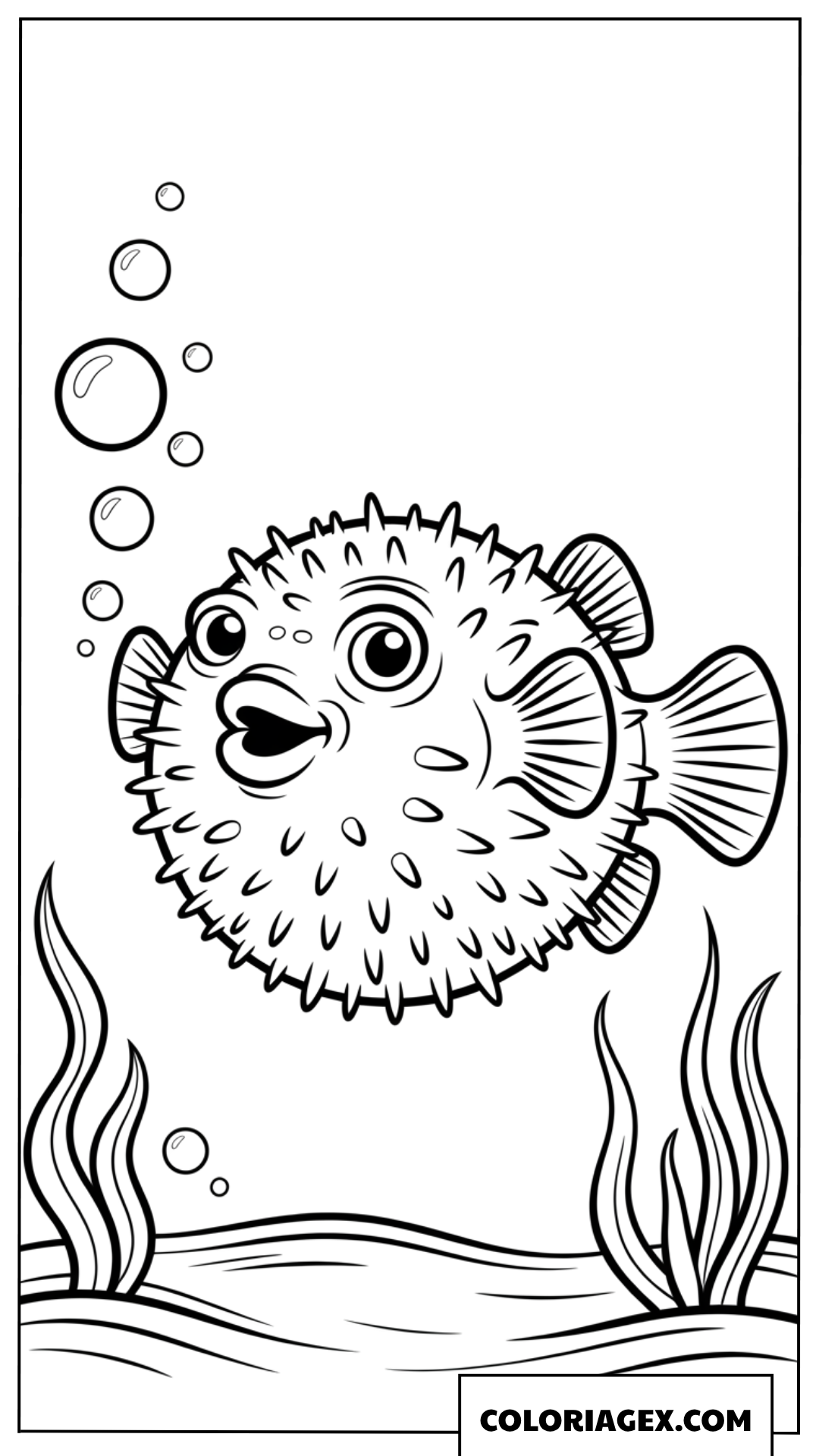 Dessin dun poisson globe rigolo avec des bulles