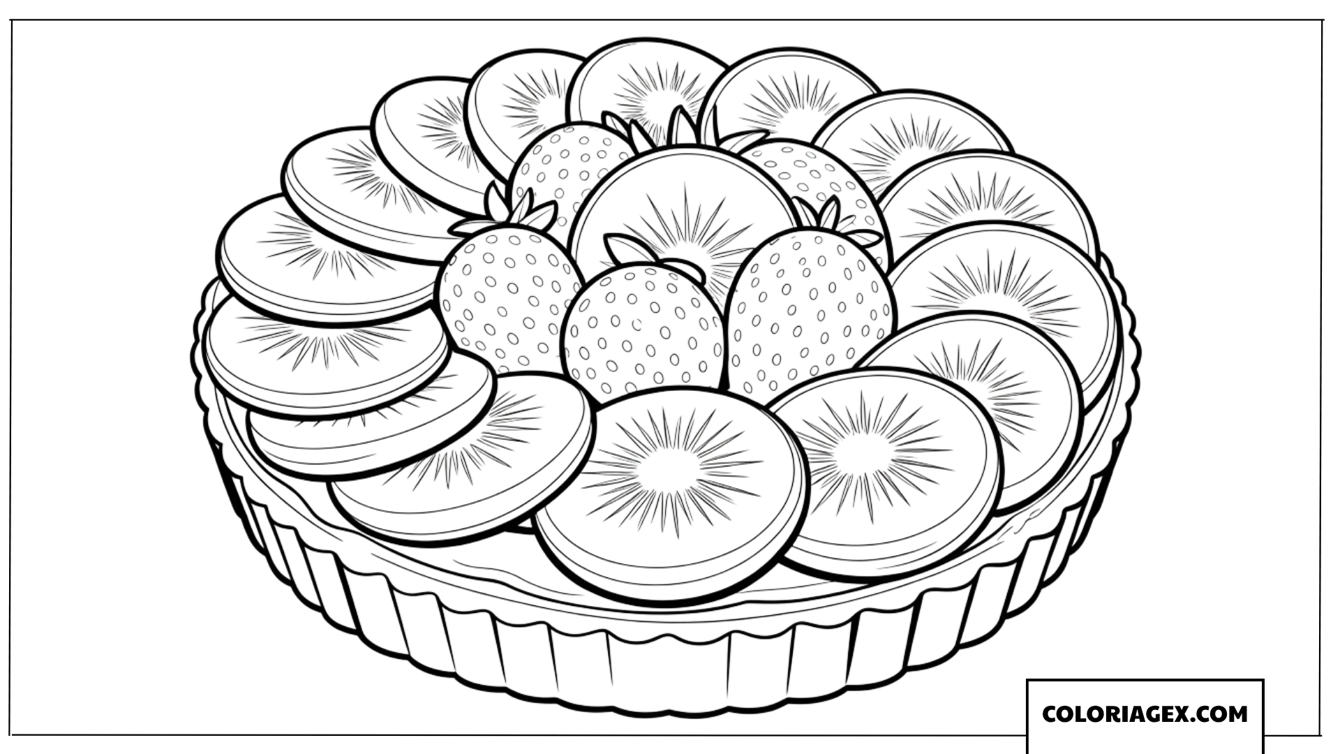 Dessin d'une tarte aux fruits frais décorative