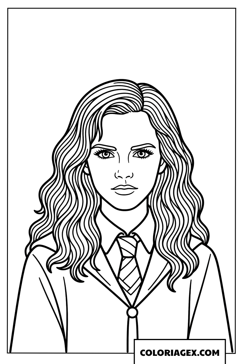 Dessin réaliste du portrait de Hermione Granger la sorcière de Gryffindor