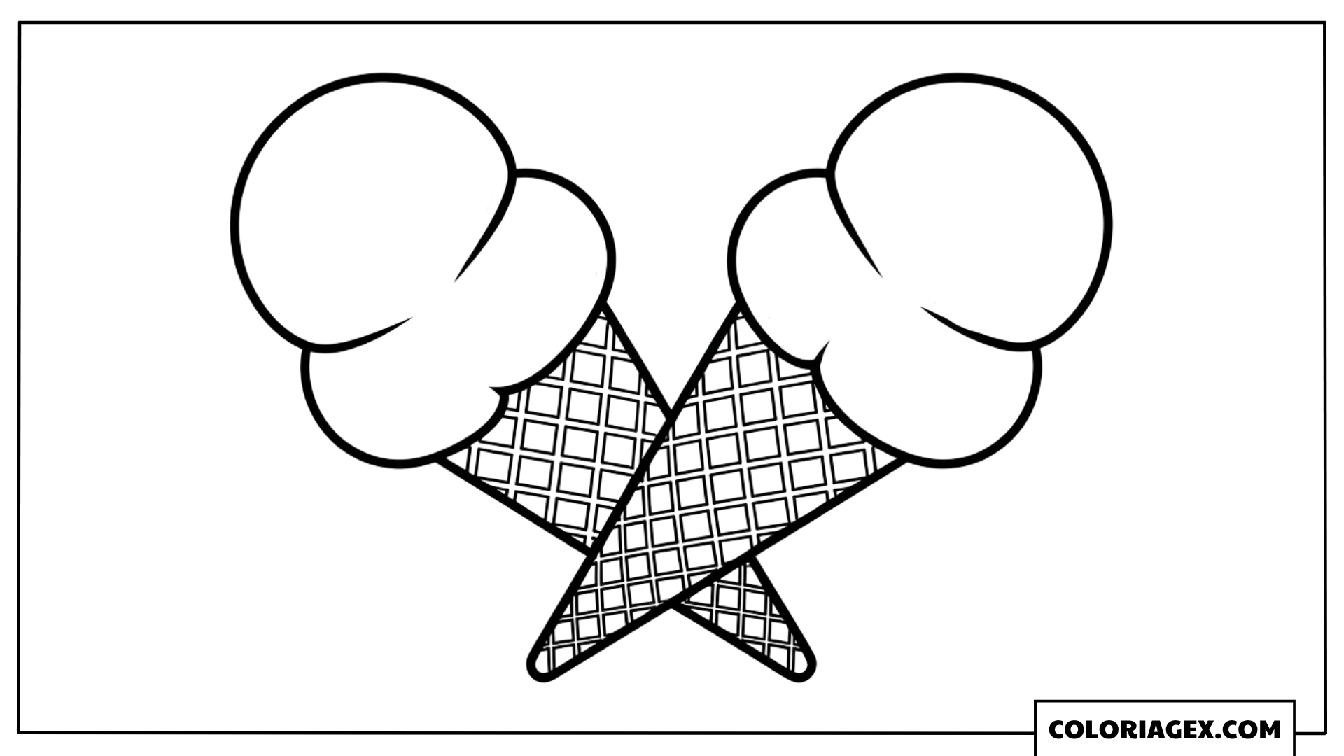Deux cornets de glace croisés coloriage