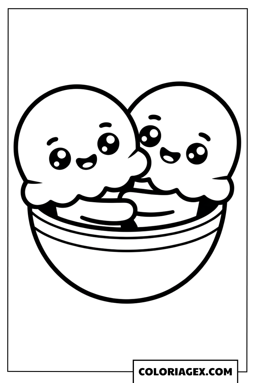 Deux glaces qui s'embrassent coloriage