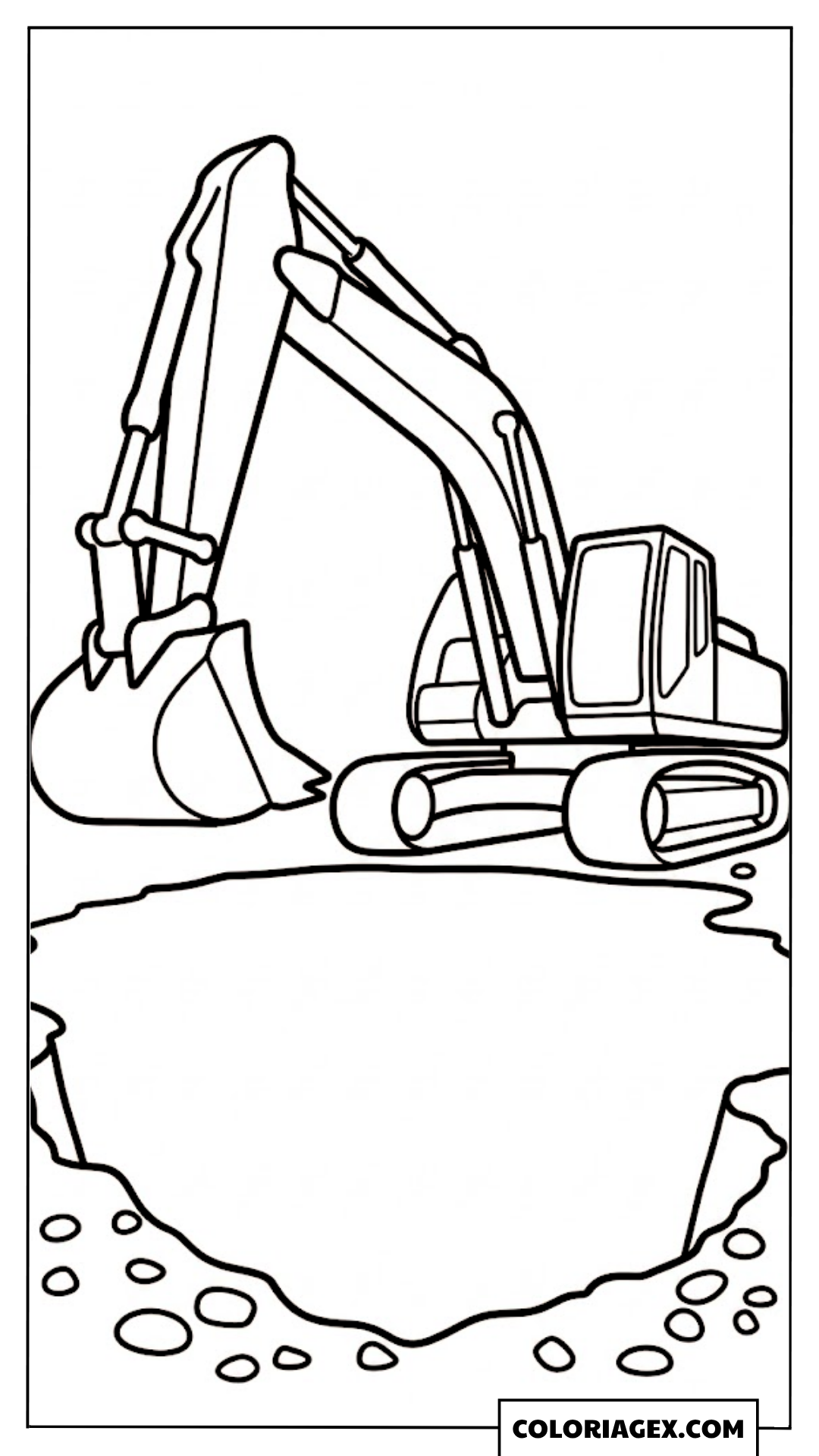 Excavatrice en action coloriage
