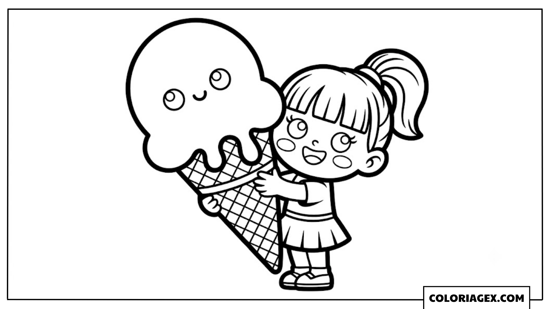 Fille avec glace coloriage