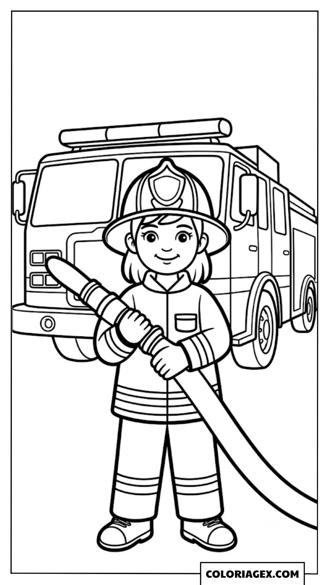Fille pompier coloriage