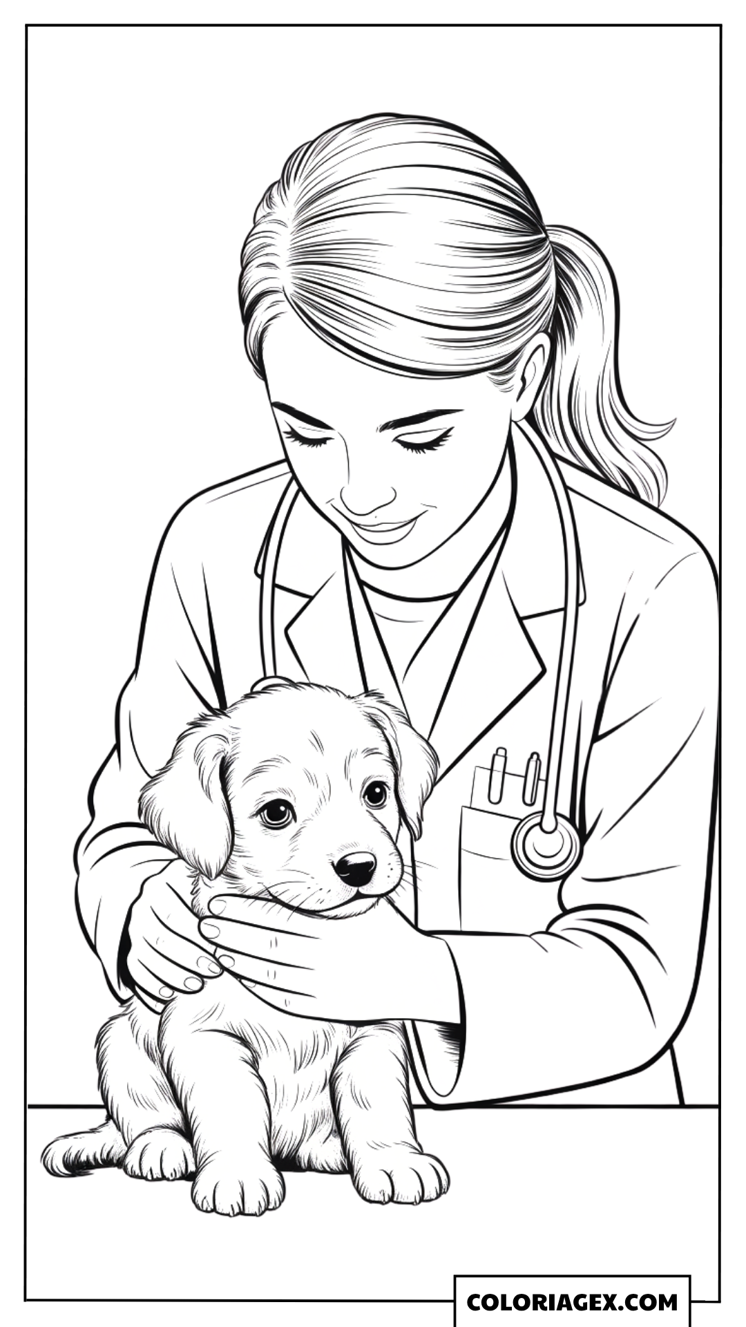 Fille vétérinaire coloriage