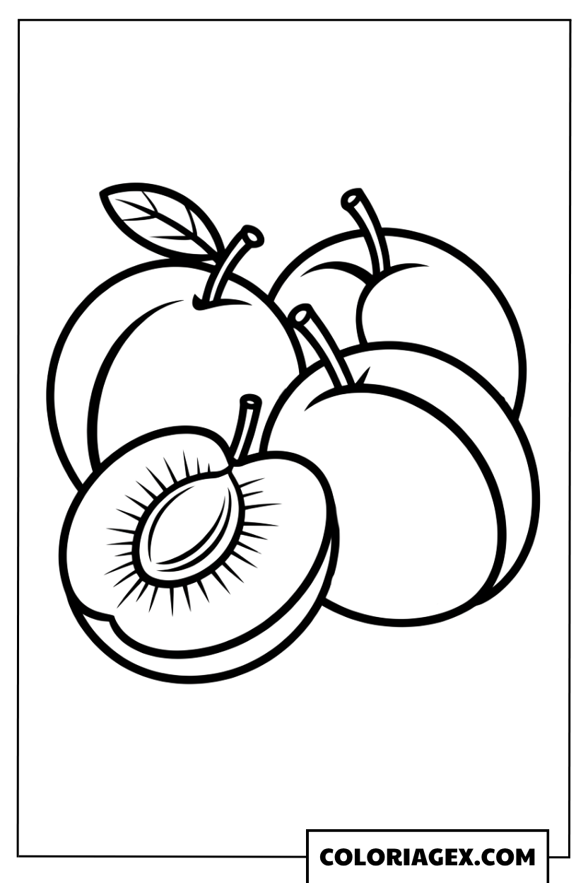 Fruits du verger mélangés coloriage