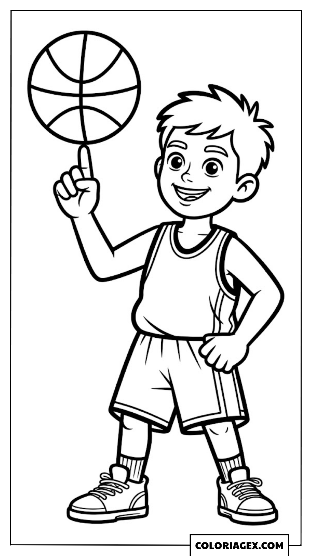 Garçon avec ballon de basket coloriage