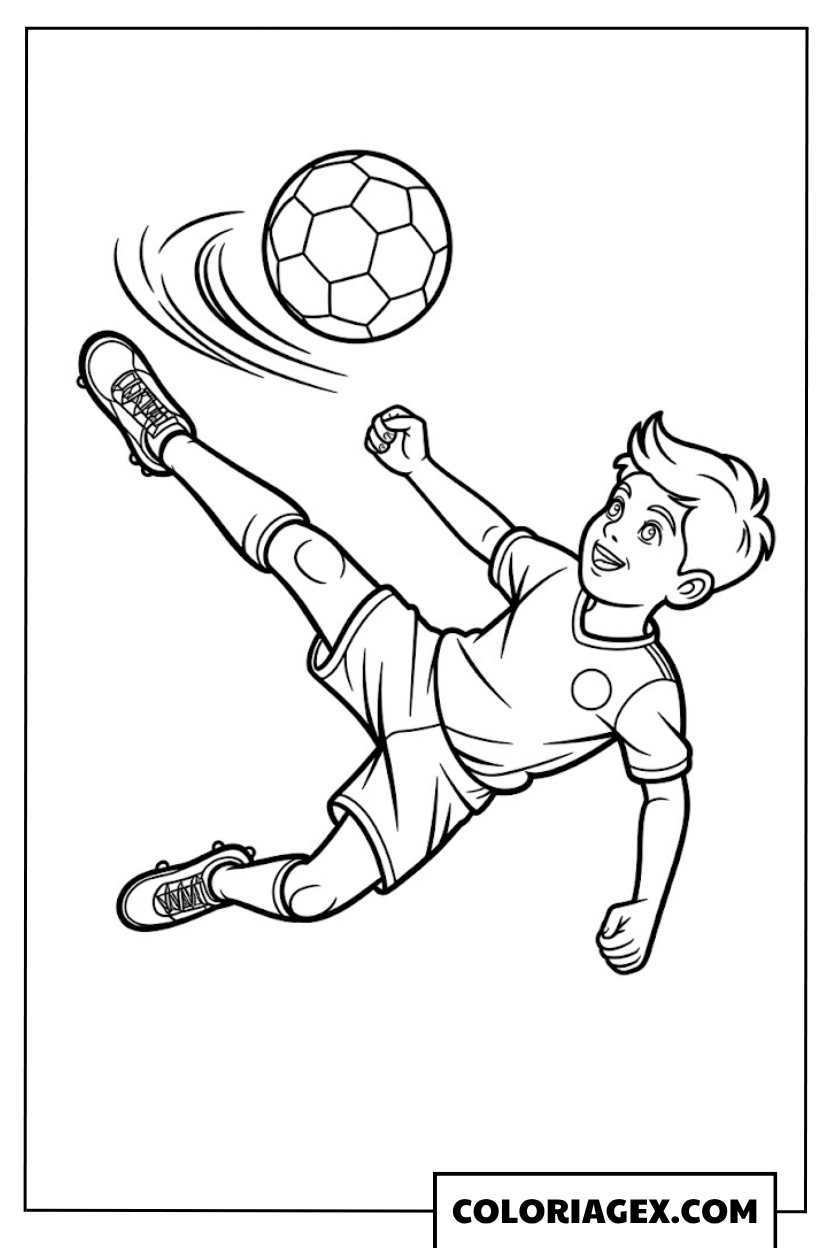 Garçon fait une reprise de volée coloriage