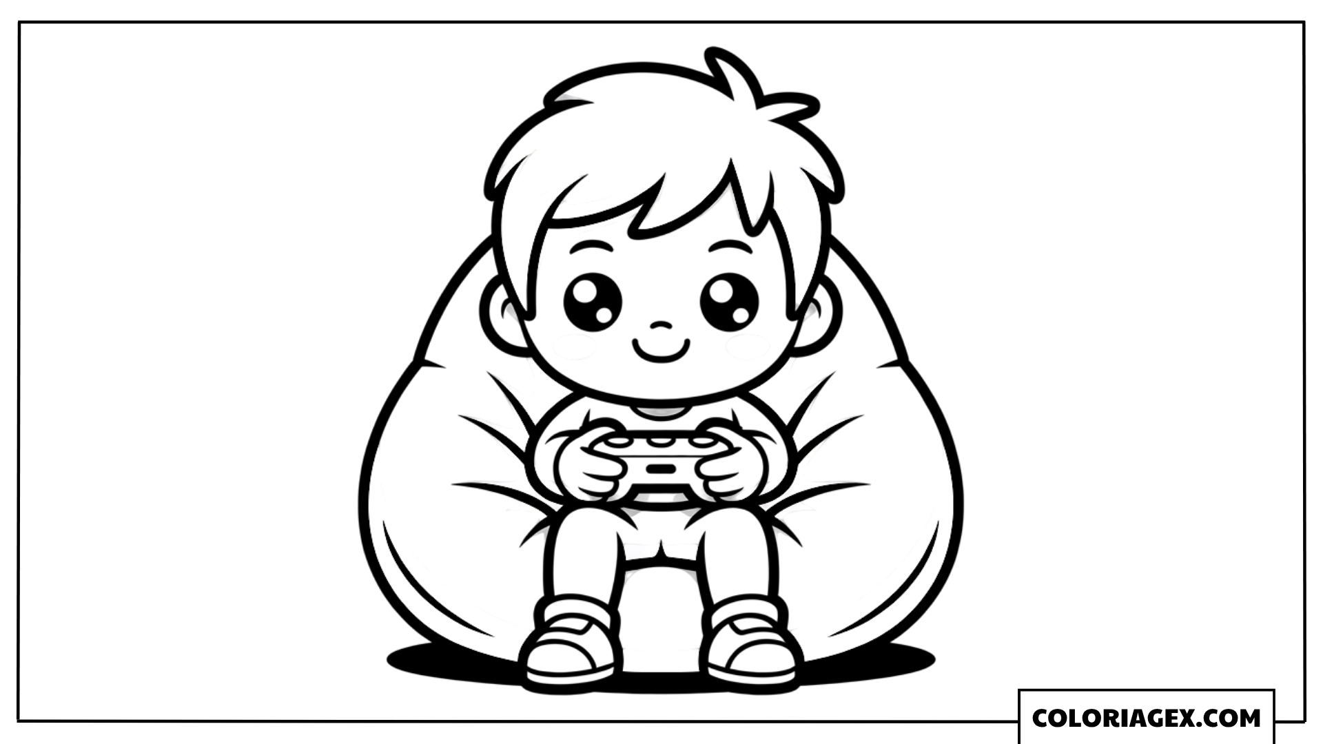 Garçon joue aux jeux vidéo coloriage