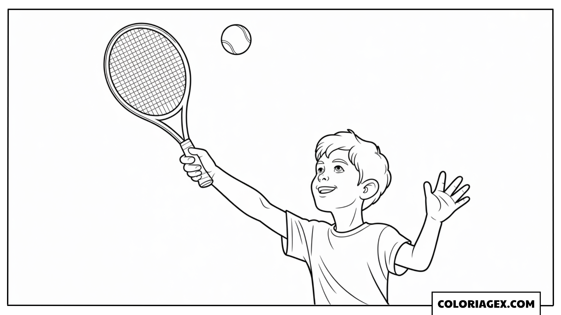 Garçon sert au tennis coloriage
