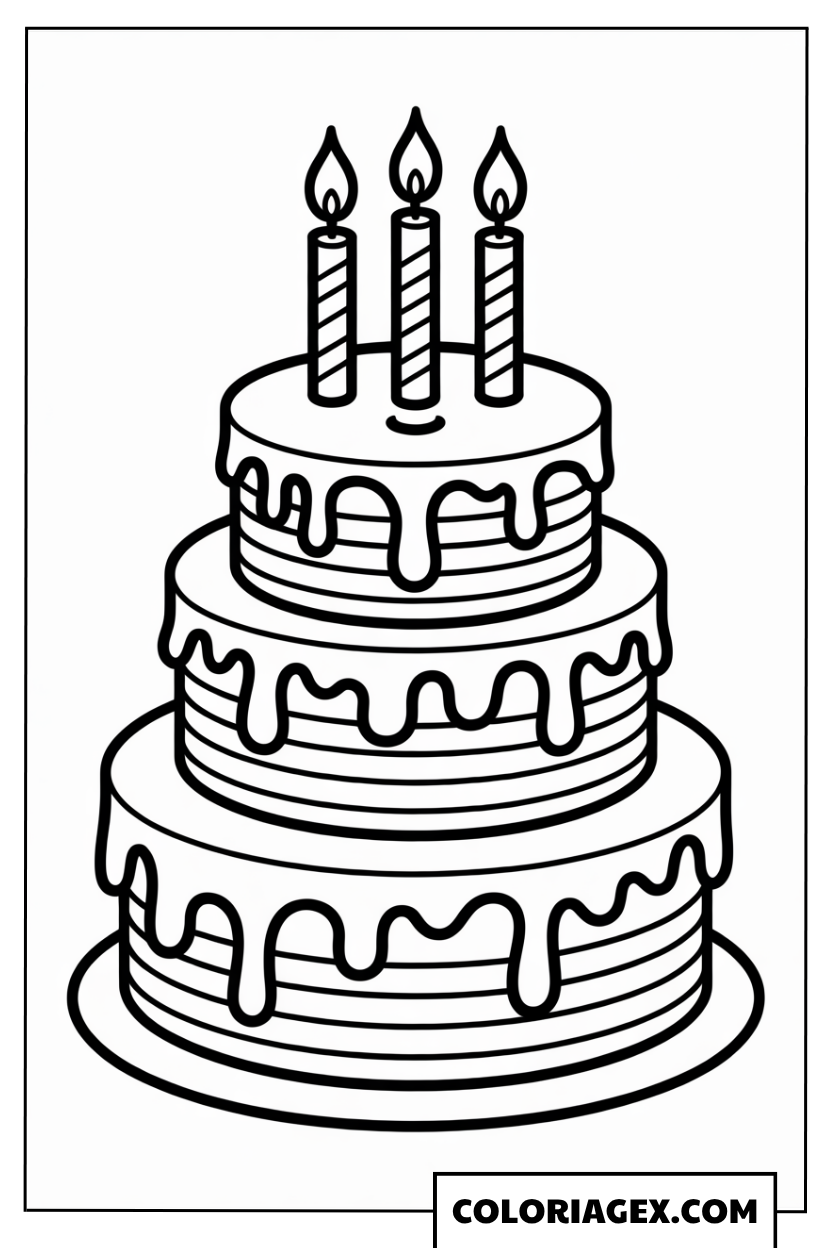 Gâteau d'anniversaire coloriage