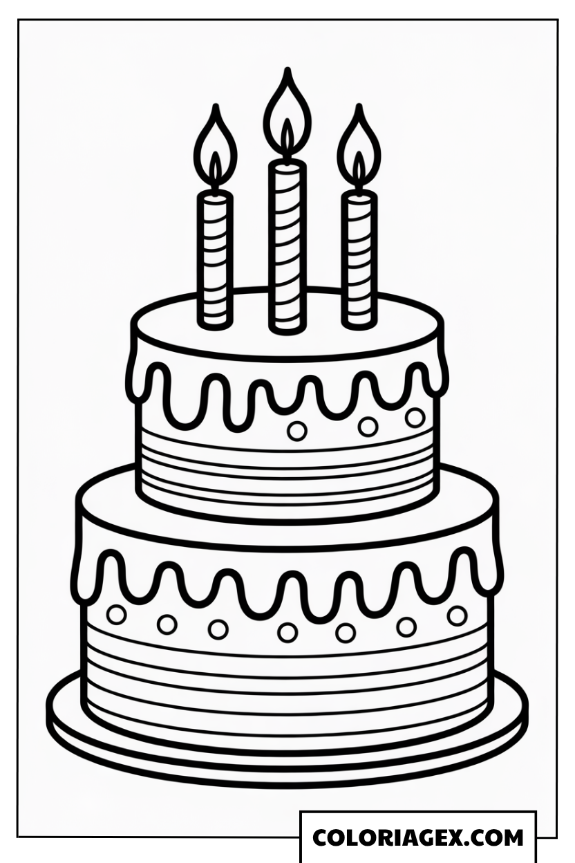 Gâteau d'anniversaire coloriage