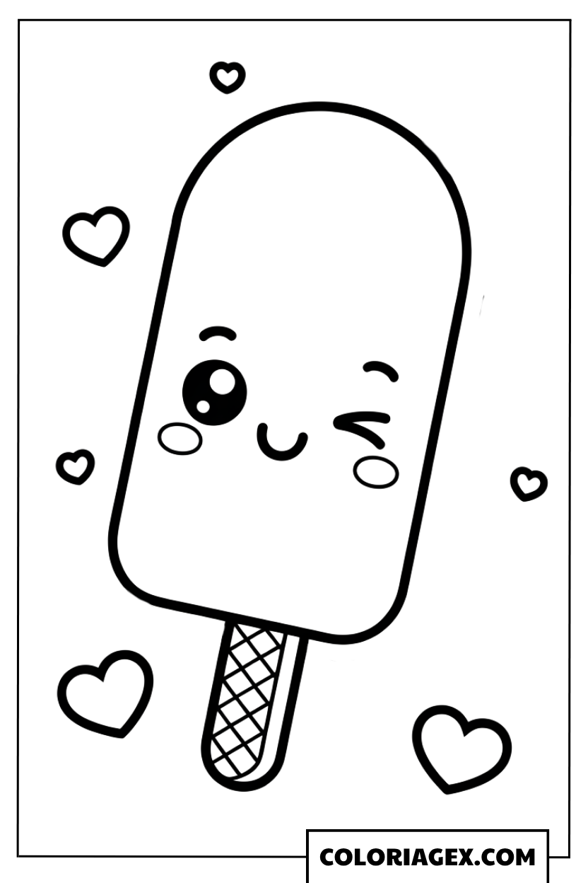 Glace à l'eau mignonne coloriage