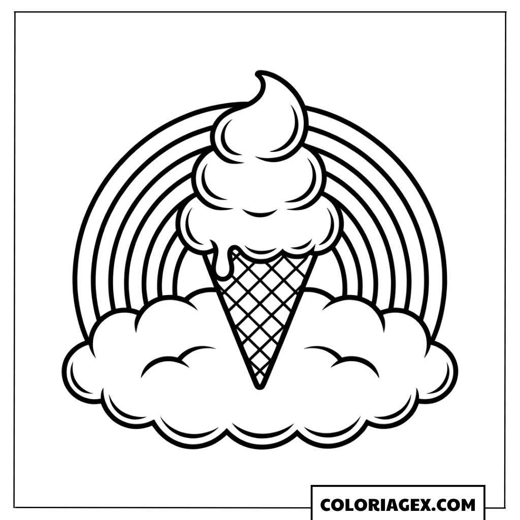 Glace arc-en-ciel licorne coloriage