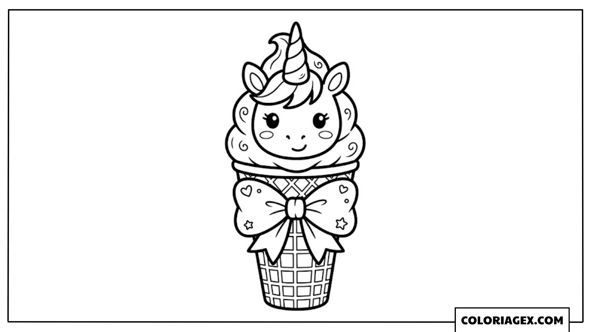Glace licorne avec nœud coloriage