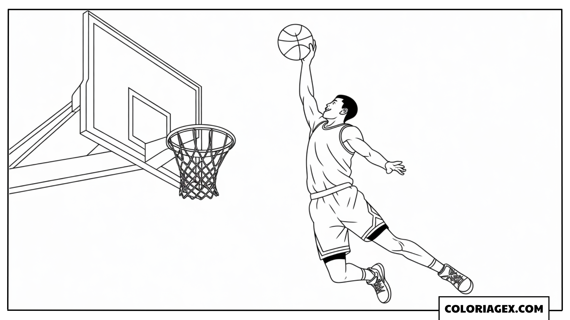 Joueur de basket en dunk coloriage